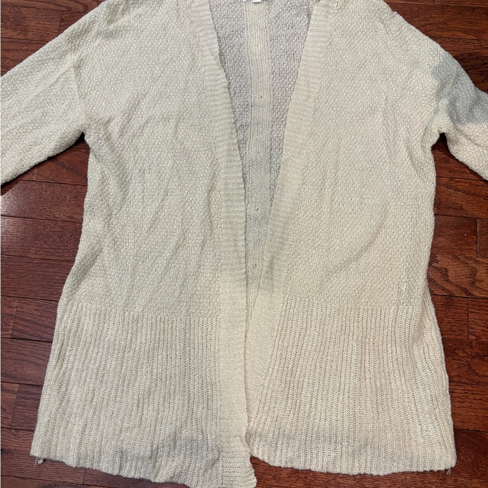 Blu Pepper Cream Open-Front Cardigan